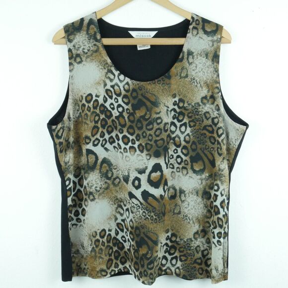 Exclusively Misook XL Twinset Cardigan Shell Animal Print Chiffon Cheetah Sheer - Picture 7 of 9